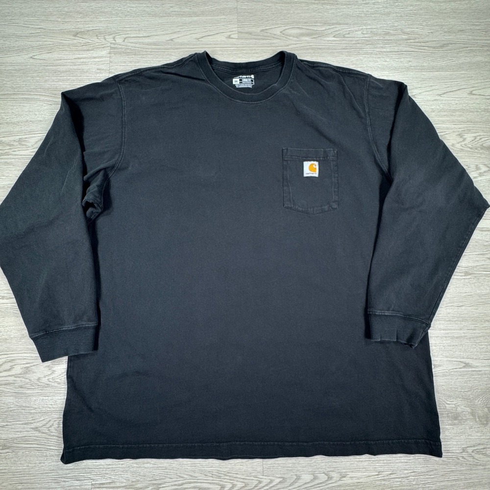 Carhartt Men's Long Sleeve Pocket T-Shirt Loose Fit Black 3XL Black Heavyweight